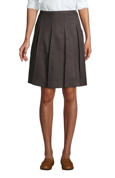 Lands' End School Uniform  Solid Box Pleat Skirt Top Of Knee In Gray