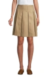Lands' End School Uniform  Solid Box Pleat Skirt Top Of Knee In Khaki