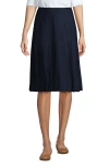 Lands' End School Uniform  Solid Pleated Skirt Below The Knee In Classic Navy