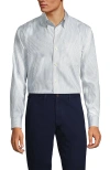 Lands' End School Uniform  Tailored Fit No Iron Solid Supima Cotton Pinpoint Buttondown Collar Dress In Estate Green Double Pinstripe