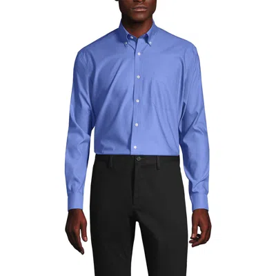 Lands' End School Uniform  Tailored Fit No Iron Solid Supima Cotton Pinpoint Buttondown Collar Dress In Light French Blue