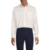 Lands' End School Uniform  Tailored Fit No Iron Solid Supima Cotton Pinpoint Buttondown Collar Dress In Tinted Peach Windowpanes