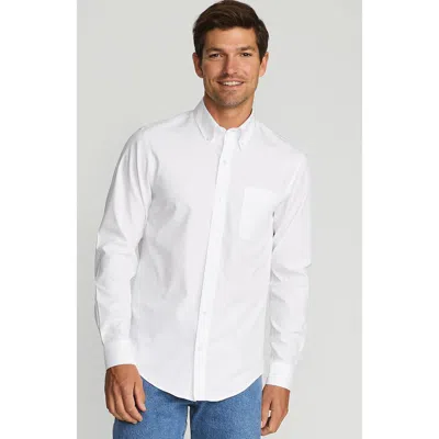 Lands' End School Uniform  Tailored Fit No Iron Solid Supima Cotton Pinpoint Buttondown Collar Dress In White