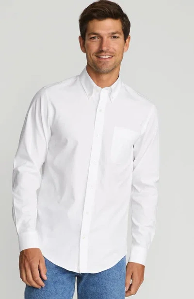 Lands' End School Uniform  Tailored Fit No Iron Solid Supima Cotton Pinpoint Buttondown Collar Dress In White