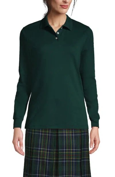 Lands' End Tall Long Sleeve Interlock Polo Shirt In Evergreen