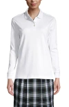 Lands' End Tall Long Sleeve Interlock Polo Shirt In White