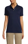 Lands' End School Uniform  Short Sleeve Interlock Polo Shirt In Classic Navy