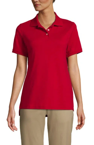 Lands' End School Uniform  Short Sleeve Interlock Polo Shirt In Red