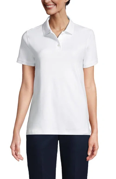Lands' End School Uniform  Short Sleeve Interlock Polo Shirt In White