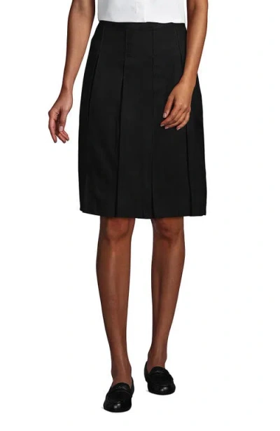 Lands' End School Uniform  Solid Box Pleat Skirt Top Of Knee In Black