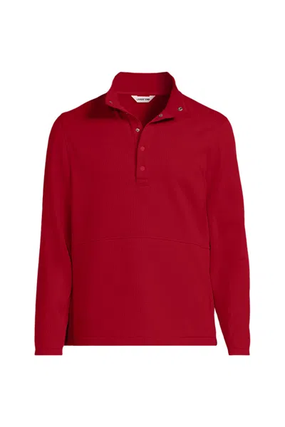 Lands' End School Uniform Unisex Big Grid Tech Snapneck Pullover Shirt In Red