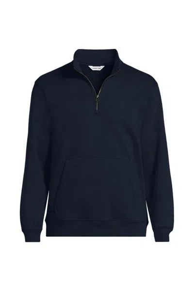 Lands' End School Uniform Unisex Big Long Sleeve Quarter Zip Mock Neck Sweatshirt In Blue