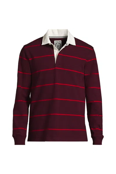 Lands' End School Uniform Unisex Big Long Sleeve Rugby Shirt In Burgundy