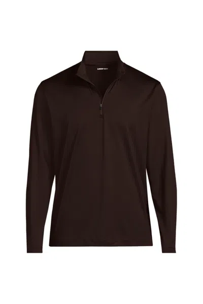 Lands' End School Uniform Unisex Big Rapid Dry Quarter Zip Pullover In Brown