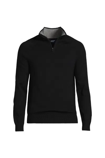 Lands' End School Uniform Unisex Cotton Modal Quarter Zip Sweater In Black