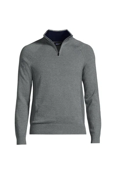 Lands' End School Uniform Unisex Cotton Modal Quarter Zip Sweater In Gray