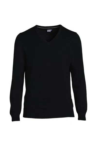 Lands' End School Uniform Unisex Cotton Modal Vneck Pullover Sweater In Black
