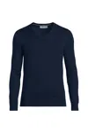 Lands' End School Uniform Unisex Cotton Modal Vneck Pullover Sweater In Blue