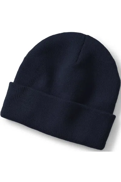 Lands' End School Uniform Unisex Knit Cuffed Winter Beanie In Black