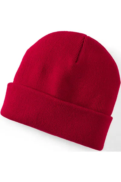 Lands' End School Uniform Unisex Knit Cuffed Winter Beanie In Red