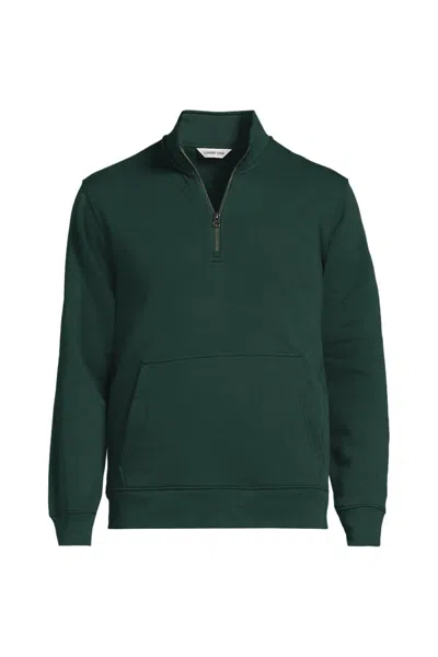 Lands' End School Uniform Unisex Long Sleeve Quarter Zip Mock Neck Sweatshirt In Green