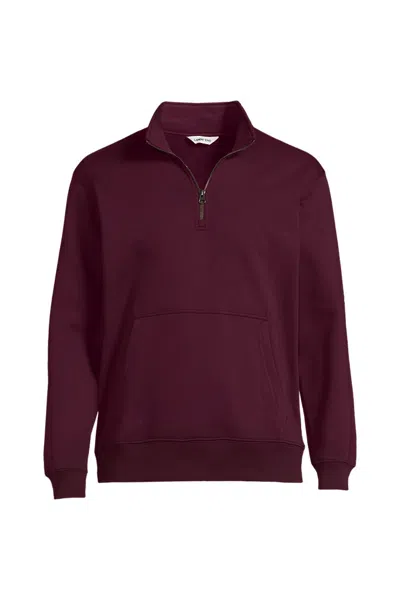 Lands' End School Uniform Unisex Long Sleeve Quarter Zip Mock Neck Sweatshirt In Burgundy
