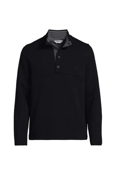 Lands' End School Uniform Unisex Quilted Snapneck Pullover In Black