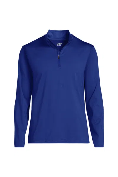 Lands' End School Uniform Unisex Rapid Dry Quarter Zip Pullover In Blue
