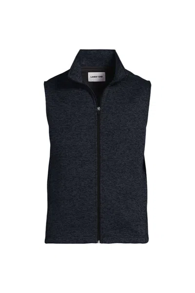 Lands' End School Uniform Unisex Sweater Fleece Zip Front Vest In Black