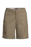 Lands' End Plus Size Plain Front Blend Chino Shorts In Brown