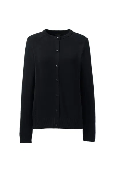 Lands' End School Uniform Women's Cotton Modal Cardigan Sweater In Black