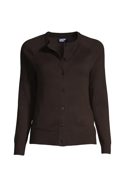 Lands' End School Uniform Women's Cotton Modal Cardigan Sweater In Brown