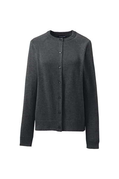 Lands' End School Uniform Women's Cotton Modal Cardigan Sweater In Gray