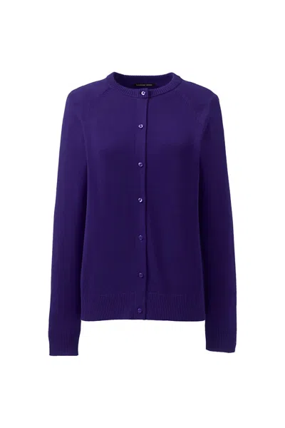 Lands' End School Uniform Women's Cotton Modal Cardigan Sweater In Blue