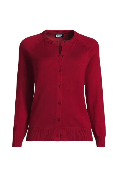 Lands' End School Uniform Women's Cotton Modal Cardigan Sweater In Red