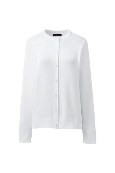 Lands' End School Uniform Women's Cotton Modal Cardigan Sweater In White