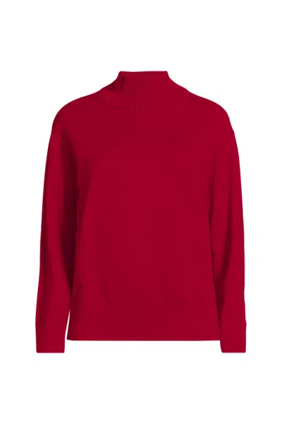 Lands' End School Uniform Women's Cotton Modal Funnel Neck Sweater In Red