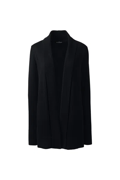 Lands' End School Uniform Women's Cotton Modal Shawl Collar Cardigan Sweater In Black