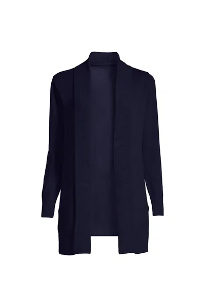 Lands' End School Uniform Women's Cotton Modal Shawl Collar Cardigan Sweater In Blue