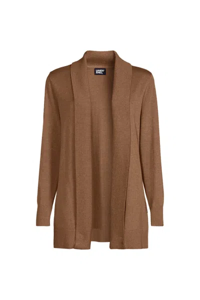 Lands' End School Uniform Women's Cotton Modal Shawl Collar Cardigan Sweater In Nude