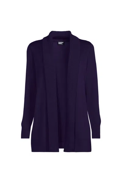 Lands' End School Uniform Women's Cotton Modal Shawl Collar Cardigan Sweater In Blue