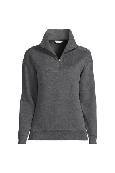 Lands' End School Uniform Women's French Rib Bedford Quarter Zip Pullover Top In Gray