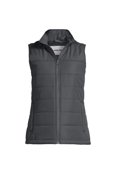 Lands' End School Uniform Women's Insulated Zip Front Vest In Black