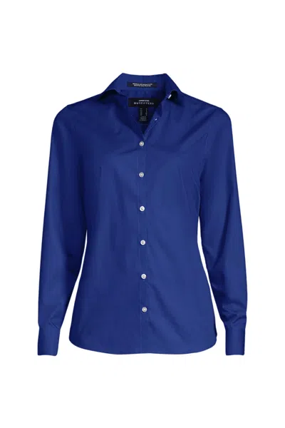 Lands' End School Uniform Women's Long Sleeve Broadcloth Shirt In Blue