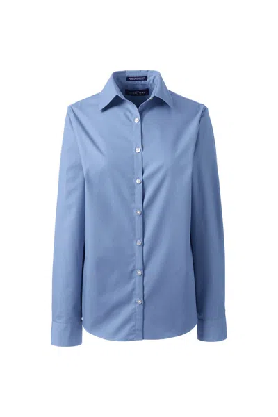 Lands' End School Uniform Women's Long Sleeve Broadcloth Shirt In Blue