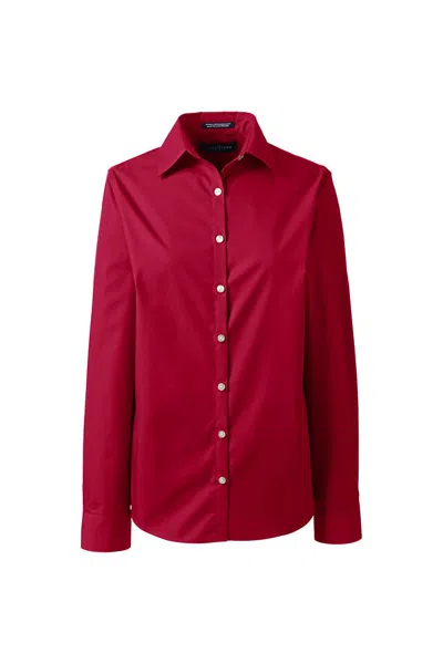 Lands' End School Uniform Women's Long Sleeve Broadcloth Shirt In Red