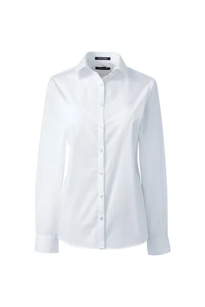 Lands' End School Uniform Women's Long Sleeve Broadcloth Shirt In White