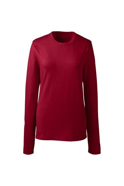 Lands' End School Uniform Women's Long Sleeve Essential T-shirt In Burgundy