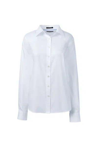 Lands' End School Uniform Women's Long Sleeve No Iron Pinpoint Shirt In White