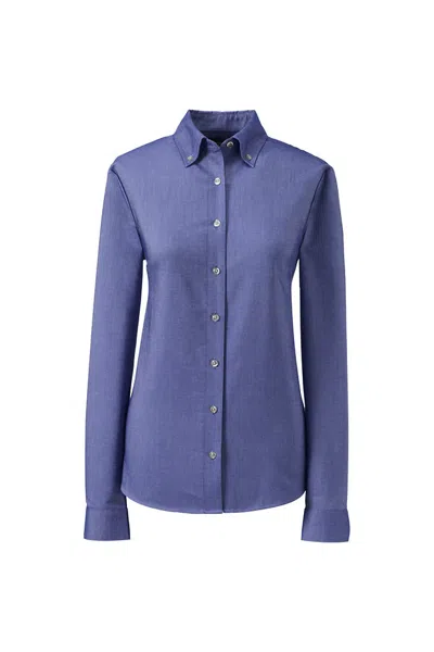 Lands' End School Uniform Women's Long Sleeve Oxford Dress Shirt In Blue